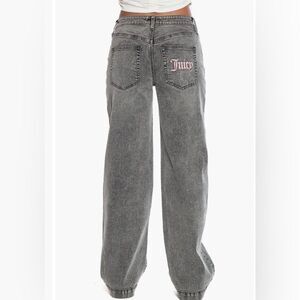 Juicy Couture Abbot Embroidered Pocket Baggy Jeans Grey Acid Wash 29/9 Y2K